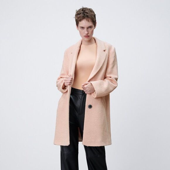 ZARA TEXTURED COAT COTTON BLEND NEW - Picture 1 of 7